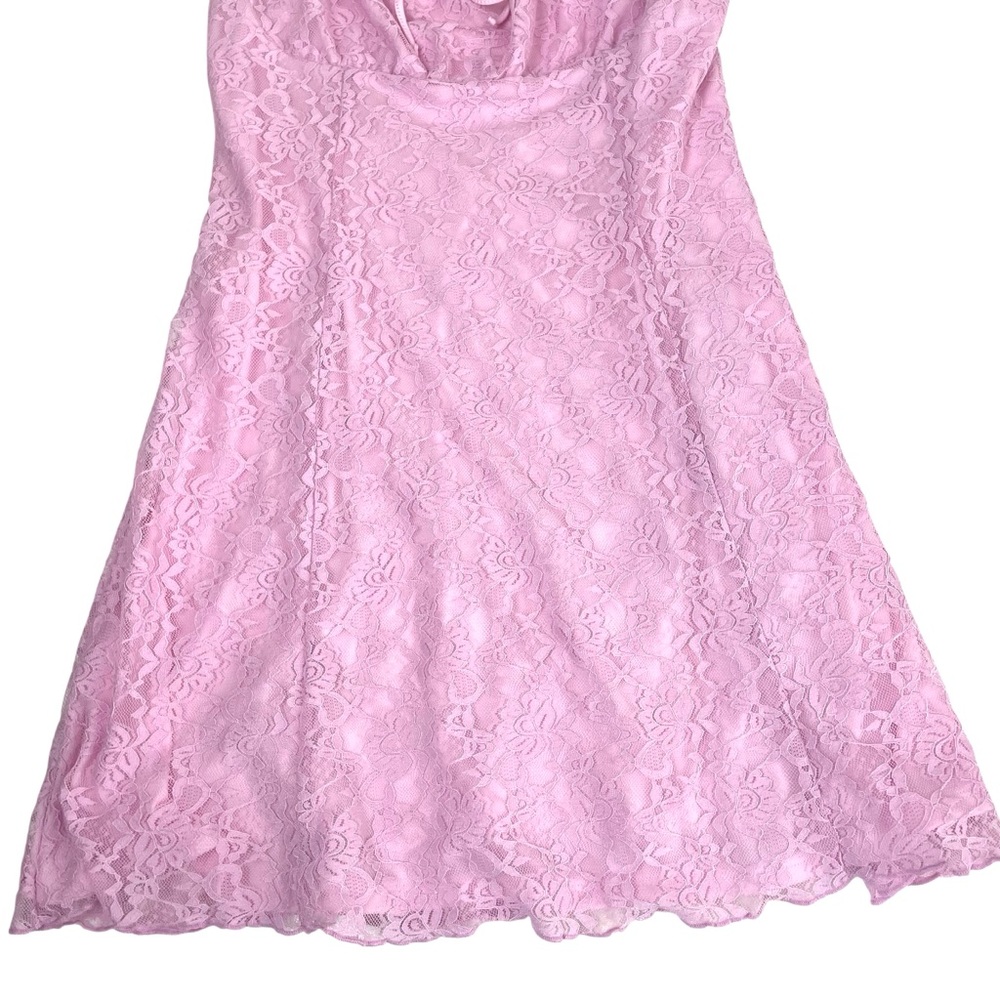 Forever 21 Short LE Lace Pink Blossom Mini Dress Large NWT - Picture 9 of 12